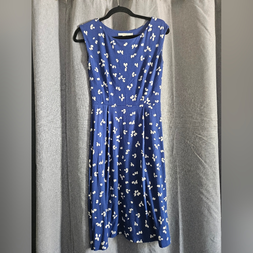 Boden Blue Sleeveless Floral Print Midi Dress